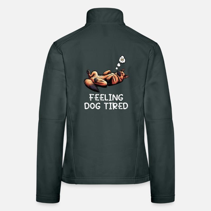 Feeling Dog Tired German Shepherd Women's Softshell Jacket