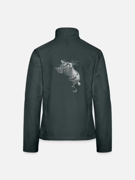 Graustufen Katzenschnurrer Blick - Frauen Softshelljacke - Dunkelgrau - Hinten