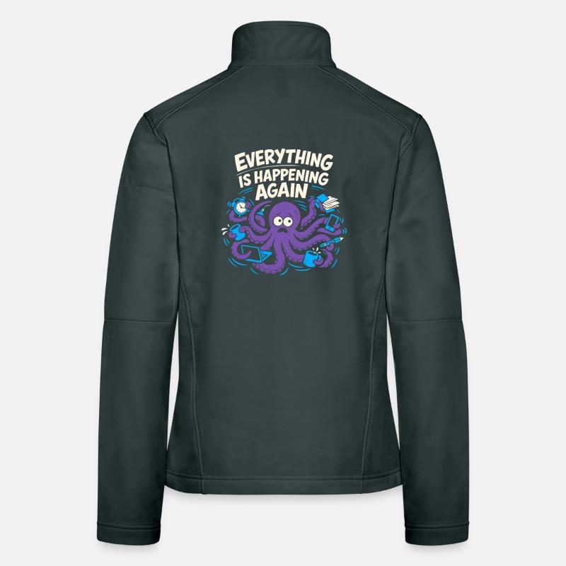 Funny Octopus Overstimulated Women's Softshell Jacket