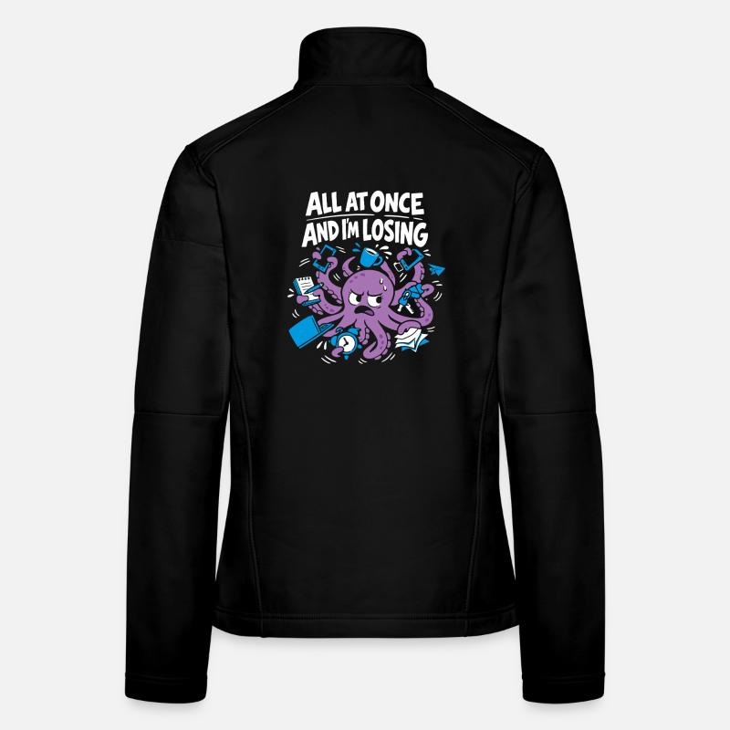Pieuvre drôle surstimulée Veste en tissu softshell Femme