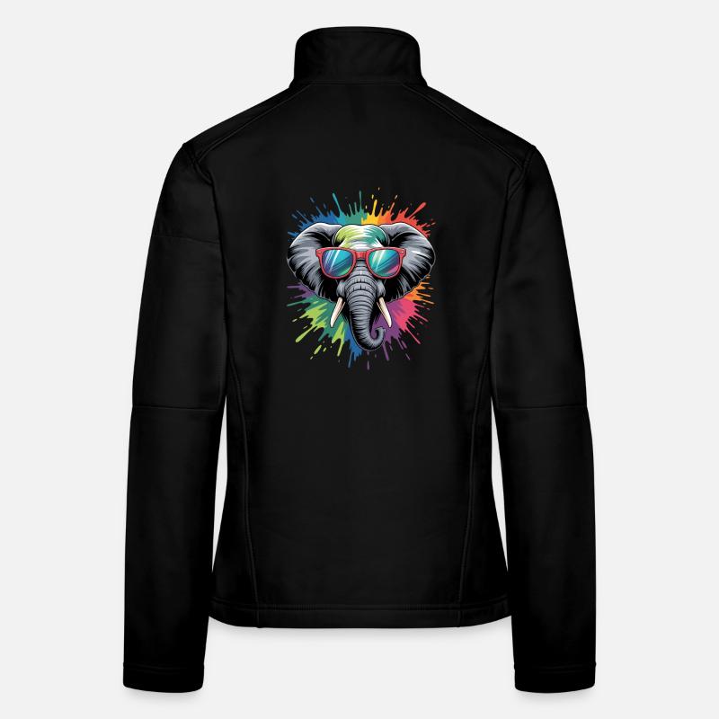 Bunter Elefant Wasserfarben Spritzer Frauen Softshelljacke