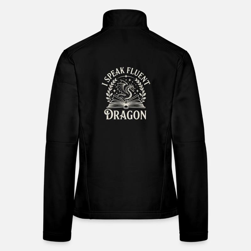 Fantasy Reading Dragon Book - Speak Fluent Dragon Women's Softshell Jacket
