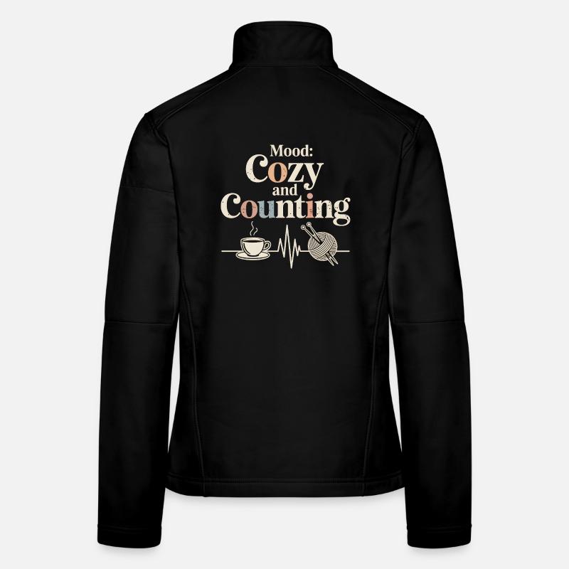 Counting comfortably | Knitting Coffee Wool Women's Softshell Jacket