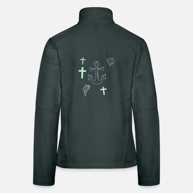  Anker Kreuz Eis maritim Veste en tissu softshell Femme