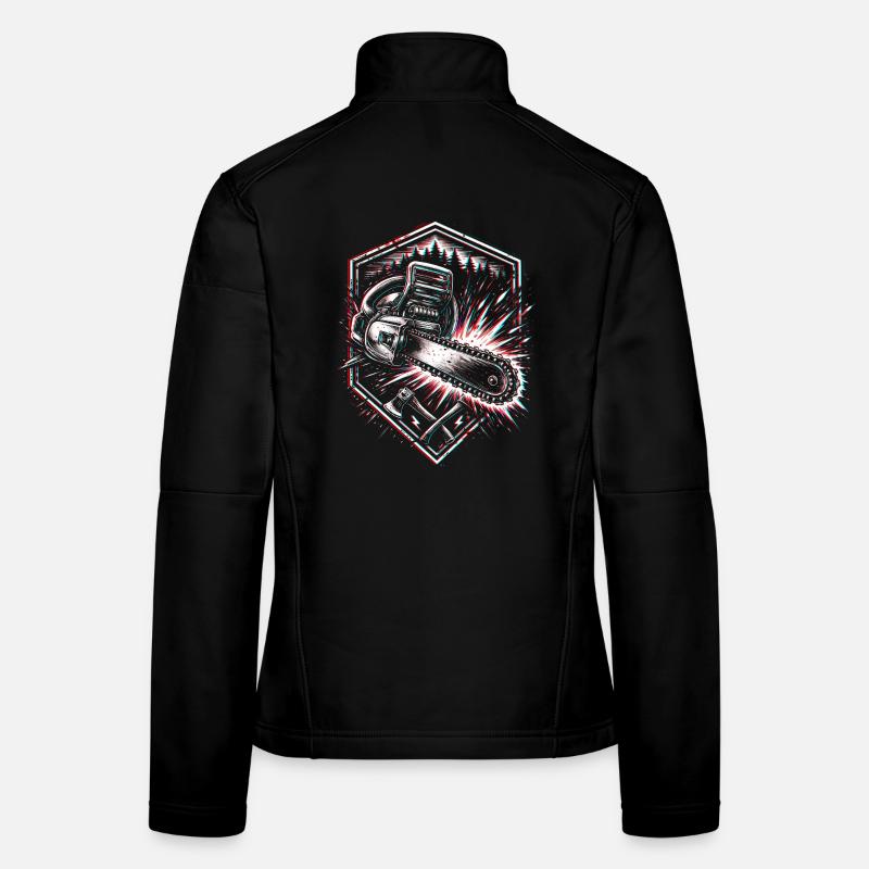 Kettensäge Axt Holzfäller Wald Design  Frauen Softshelljacke
