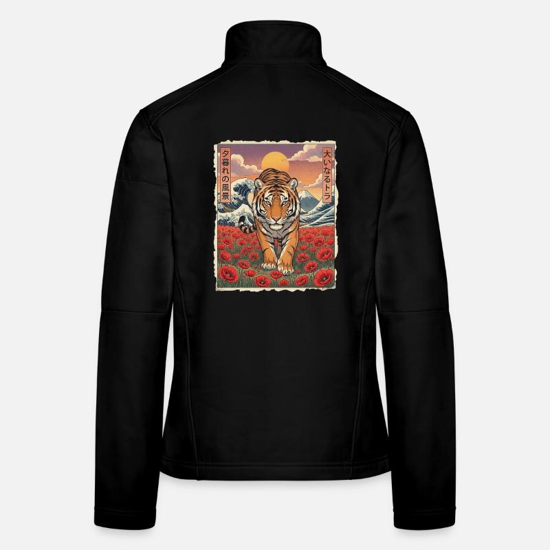 Tiger Mohnblumen Kawai Frauen Softshelljacke