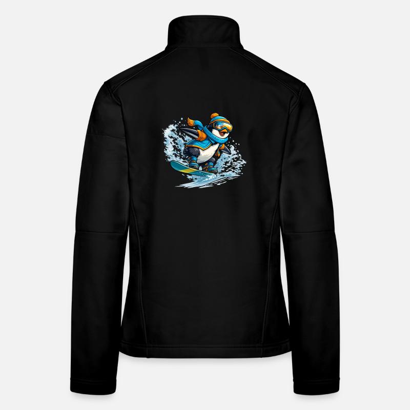 Penguin Snowboard Blue-Orange Women's Softshell Jacket