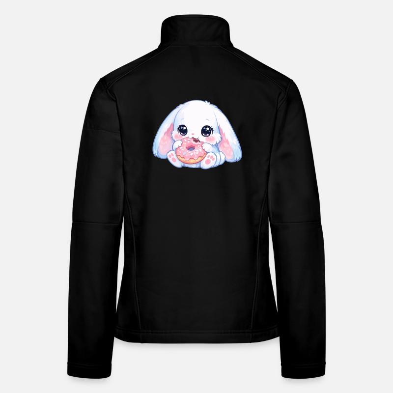Kawaii bunny with donut Women's Softshell Jacket