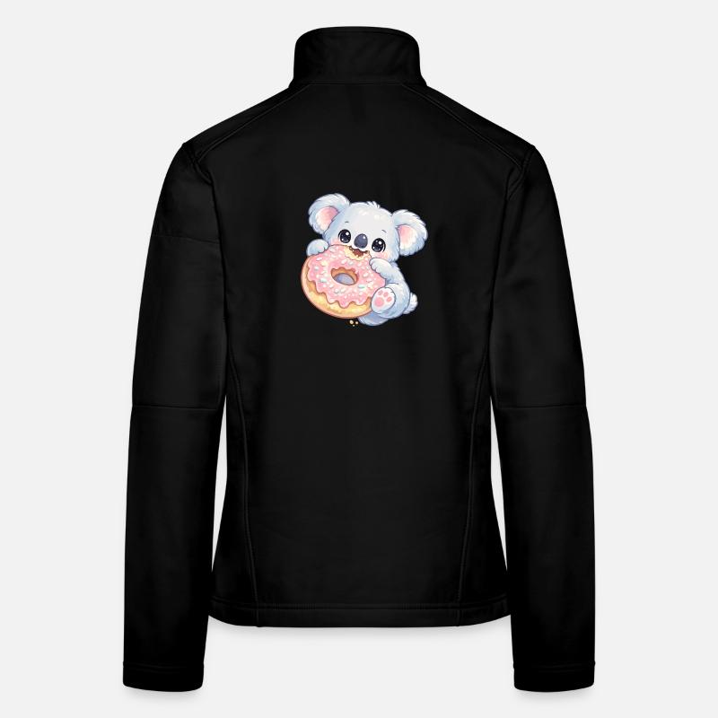 Koala câlin avec un donut Veste en tissu softshell Femme