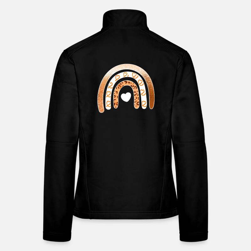 Arc du Cœur Arc-en-ciel Léopard Veste en tissu softshell Femme
