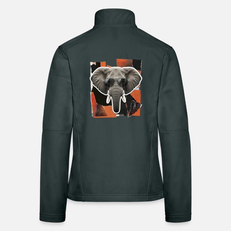 Risographie des lunettes de soleil en forme d’éléphant Veste en tissu softshell Femme