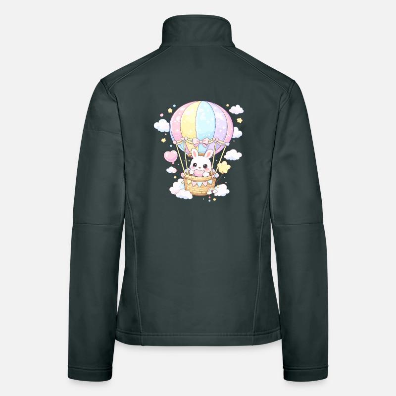 Pastel rabbit balloon in the sky Women's Softshell Jacket