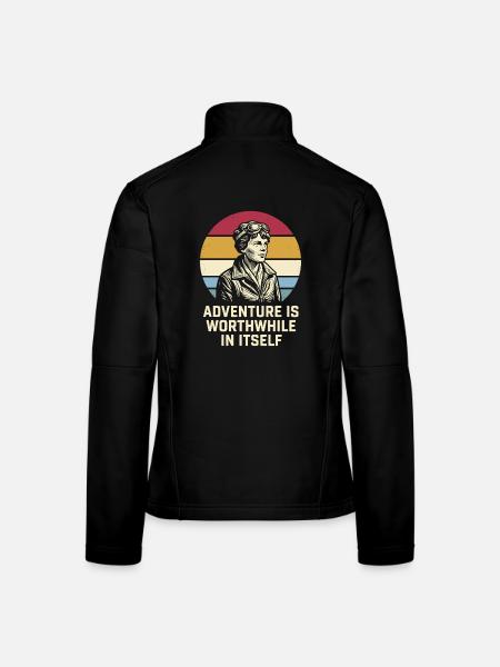 Amelia Earhart Das Abenteuer ist lohnenswert - Frauen Softshelljacke - Schwarz - Hinten