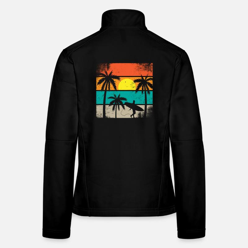 Palmier Surf du Coucher du Soleil Veste en tissu softshell Femme