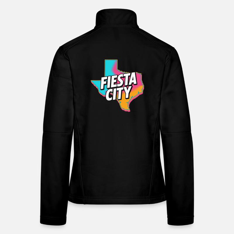 Fiesta City Neon Texas Frauen Softshelljacke