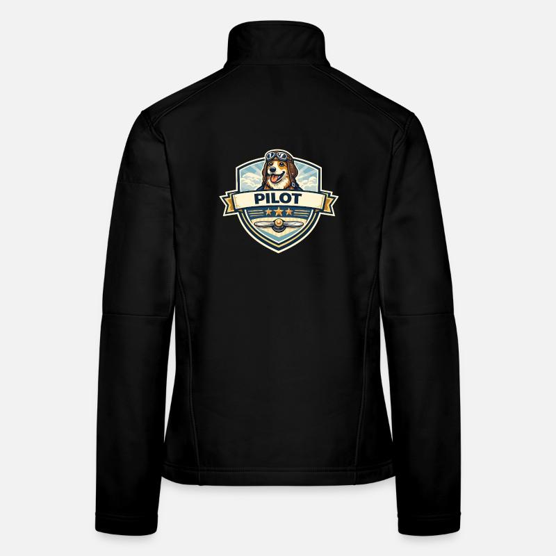 Dog Pilot Badge Cartoon Women's Softshell Jacket