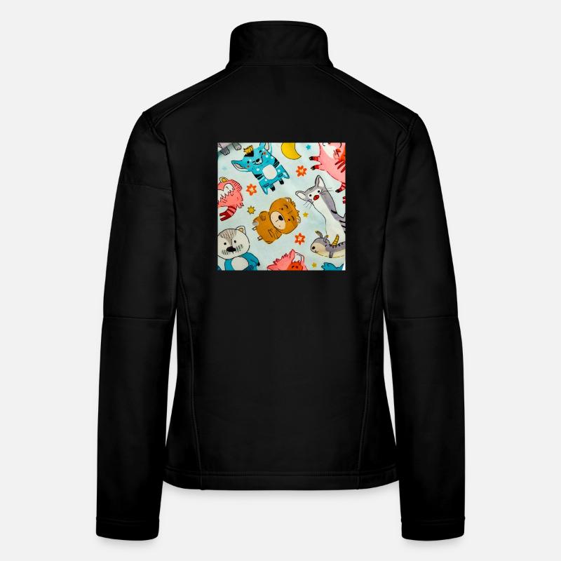Collage ludique d’animaux de l’espace Veste en tissu softshell Femme