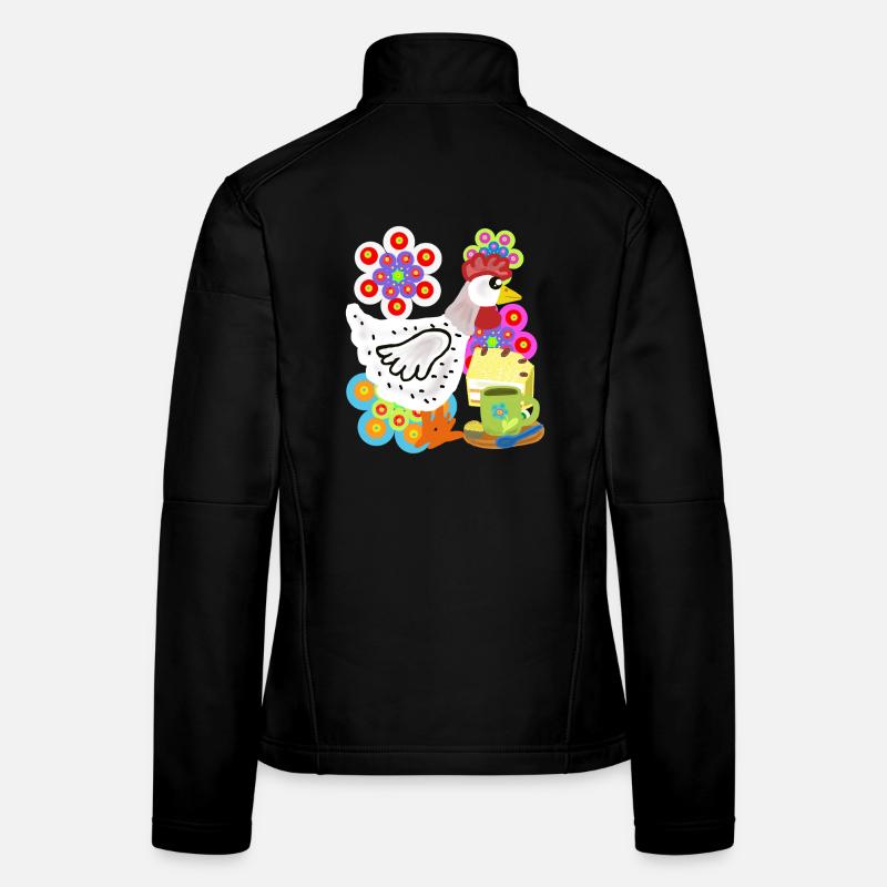 Gâteau de poule, pause café Poulet café Veste en tissu softshell Femme