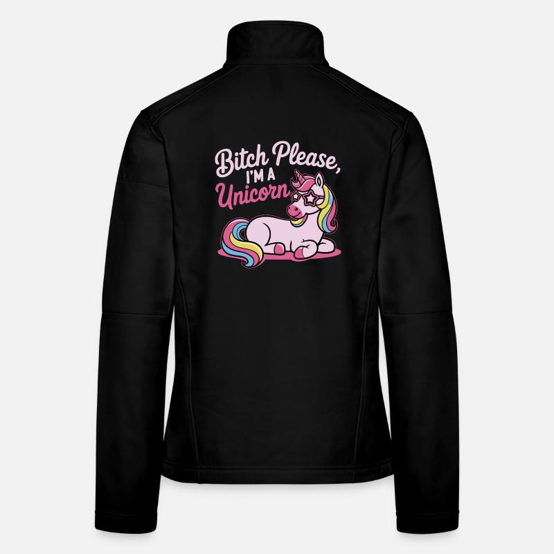 Einhorn Spruch Motiv B*tch please Frauen Softshelljacke