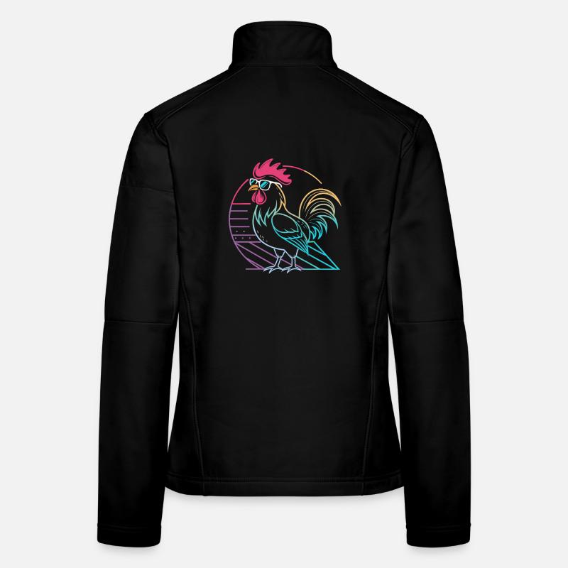 Coq neon rétro avec lunettes Veste en tissu softshell Femme