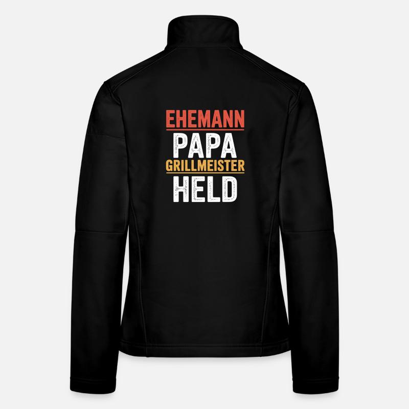 Husband Dad Grill Master Hero Father Retro BBQ Women's Softshell Jacket