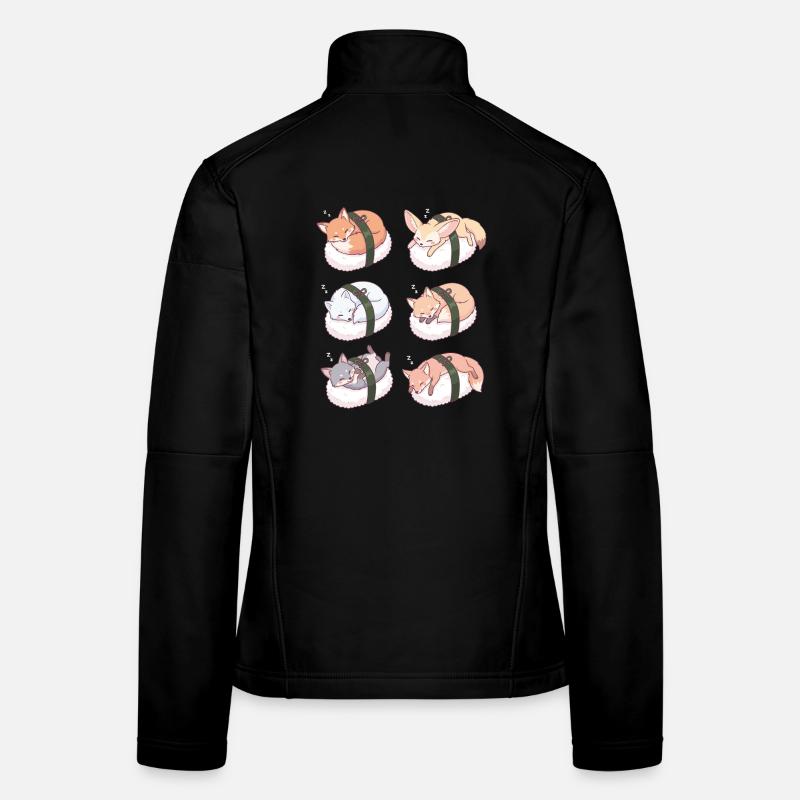 Kawaii Fox Sushi Nigiri Cute Sleeping Kitsune  Women's Softshell Jacket