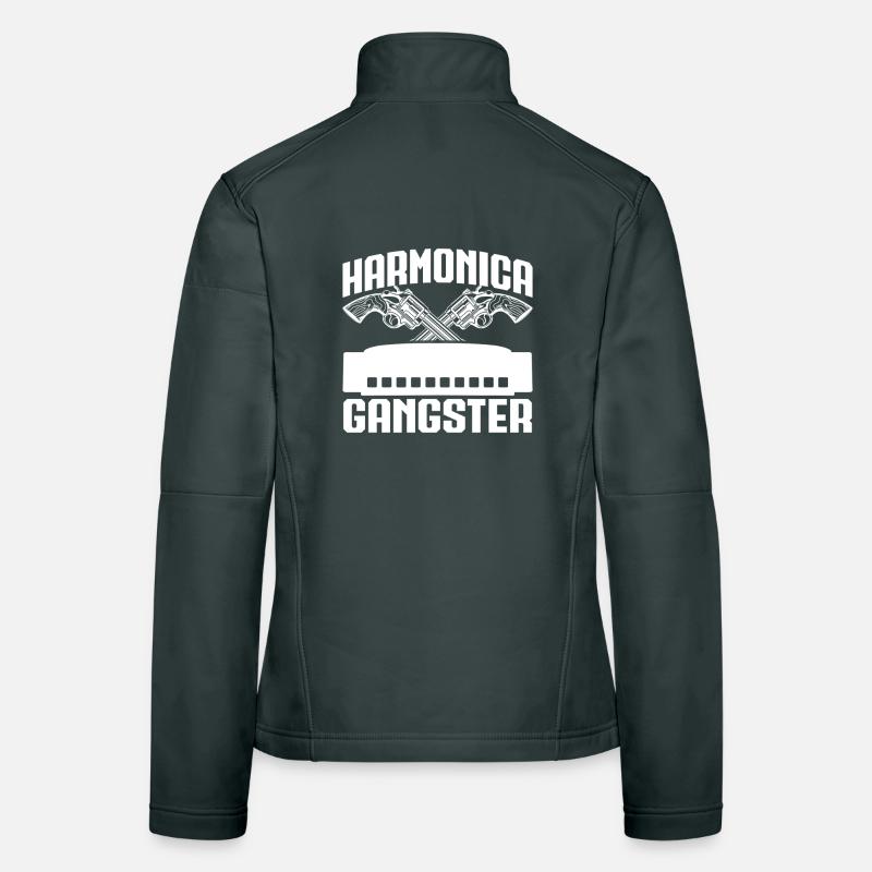Harmonica Musican Gangster Harmonica Frauen Softshelljacke