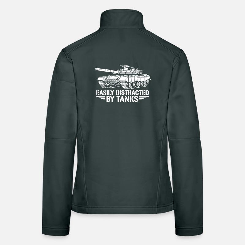 Facilement distrait par les chars, drôle de tanker militaire Veste en tissu softshell Femme