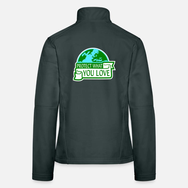 Déclaration de protection de la nature Protéger ce que vous aimez Logo de la Déclaration de Protection de la Nature Veste en tissu softshell Femme