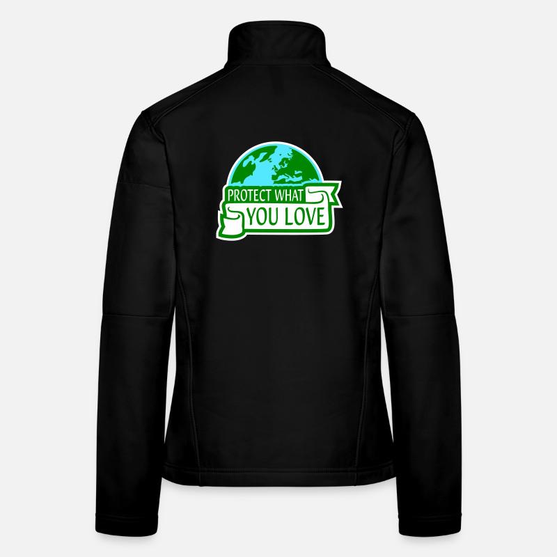 Déclaration de protection de la nature Protéger ce que vous aimez Logo de la Déclaration de Protection de la Nature Veste en tissu softshell Femme