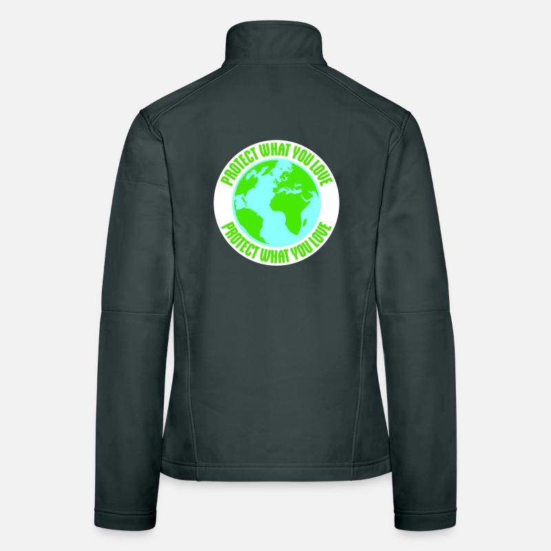 Déclaration de protection de la nature Protéger ce que vous aimez Logo de la Déclaration de Protection de la Nature Veste en tissu softshell Femme