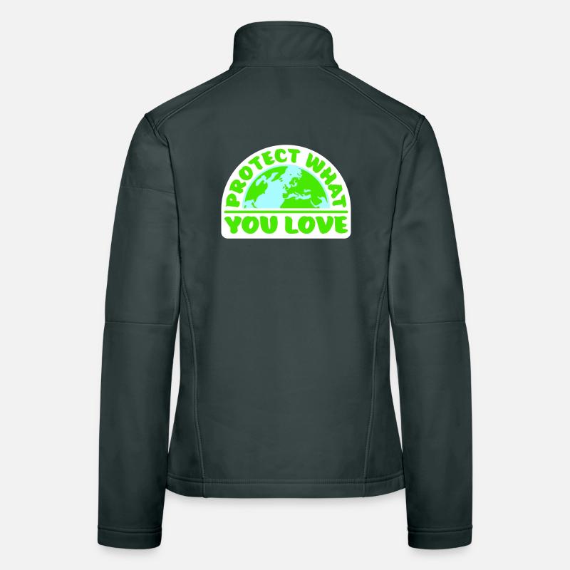 Déclaration de protection de la nature Protéger ce que vous aimez Logo de la Déclaration de Protection de la Nature Veste en tissu softshell Femme