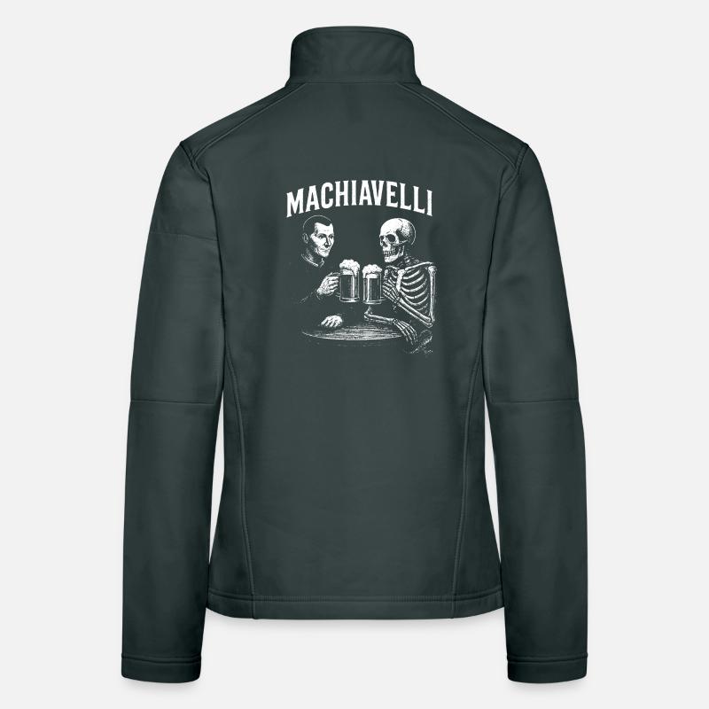Machiavelli drinking beer with Skeleton Women's Softshell Jacket