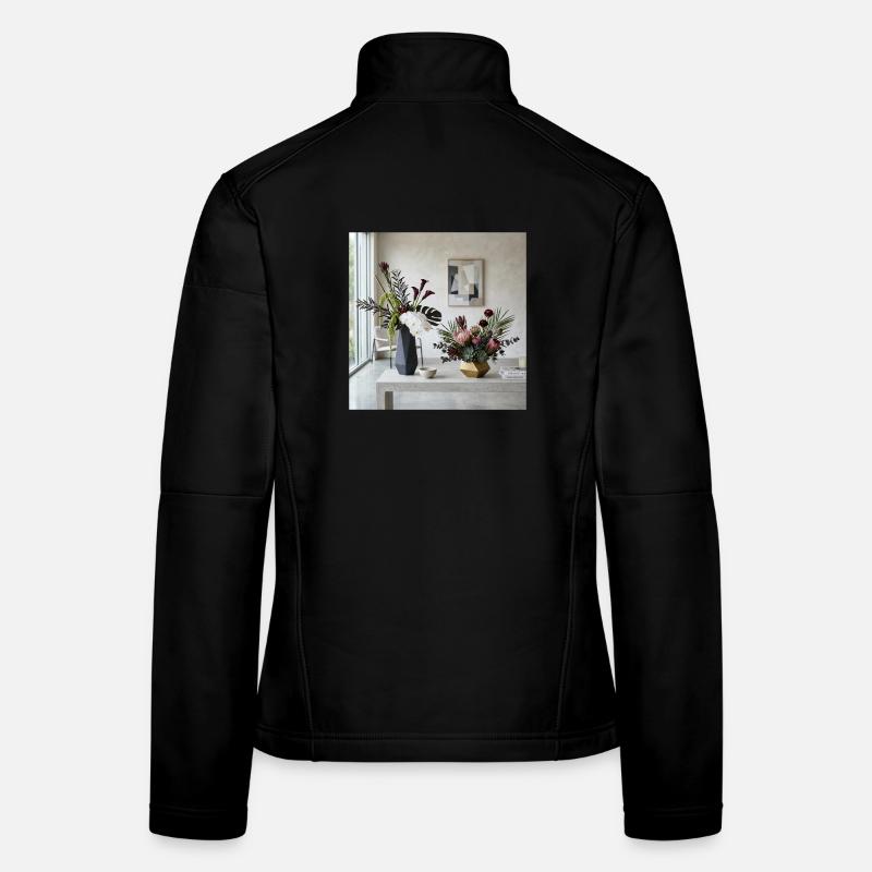 Geometric Blossoms Vases - Modern Art Women's Softshell Jacket