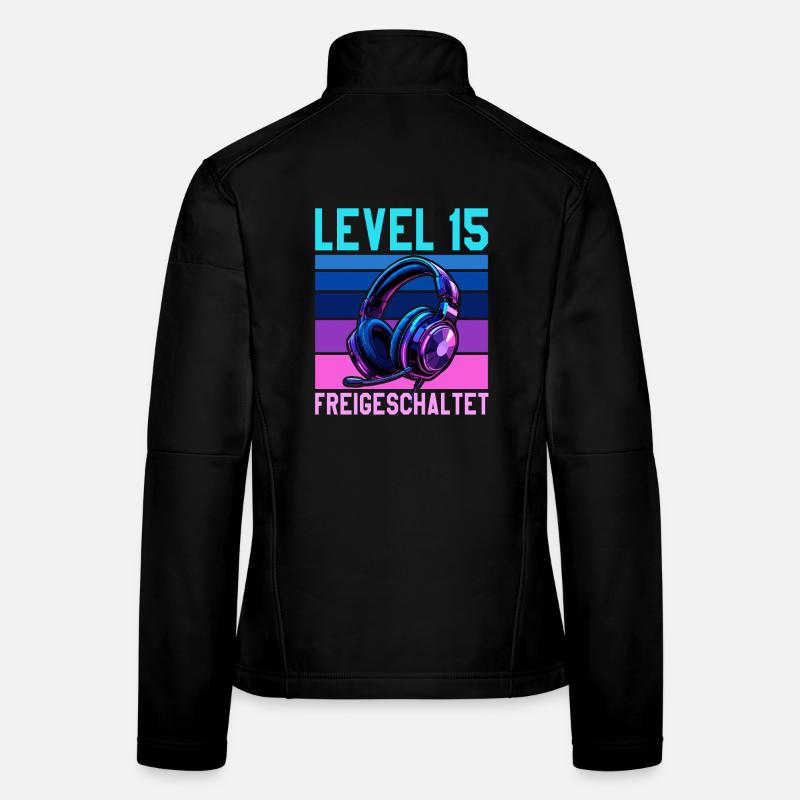 15. Geburtstag Junge Mädchen Gamer Level 15 Jahre Frauen Softshelljacke