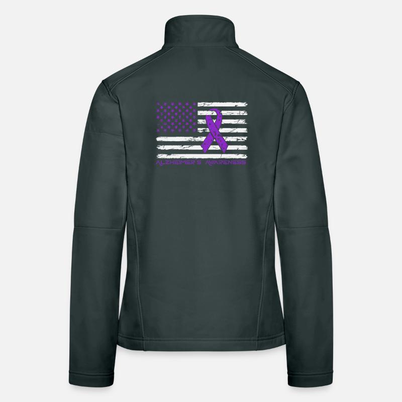 Ruban Violet Alzheimer Drapeau US Veste en tissu softshell Femme
