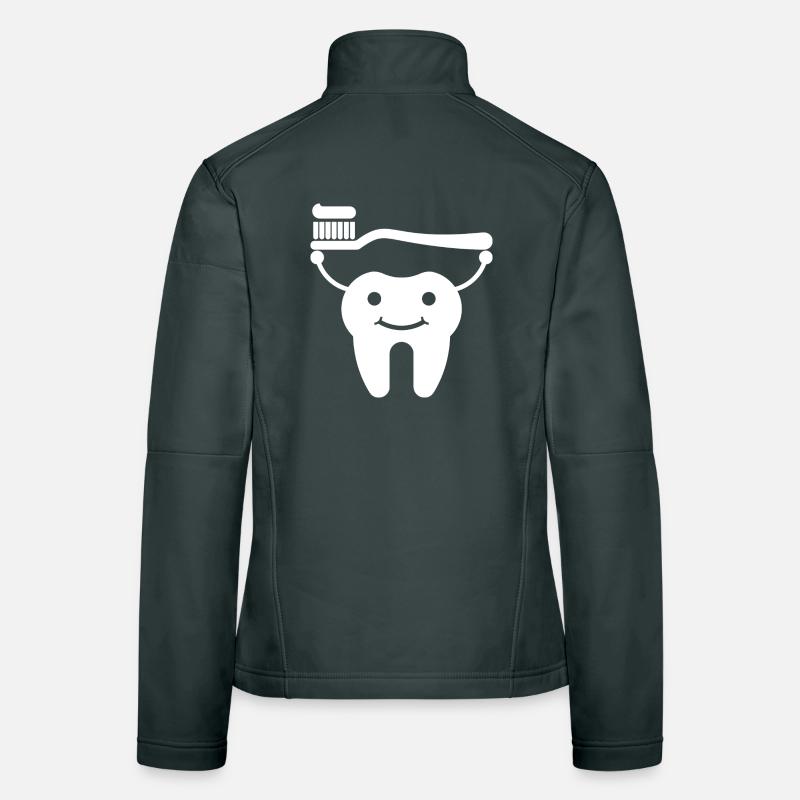 Dent avec brosse à dents et dentifrice Veste en tissu softshell Femme