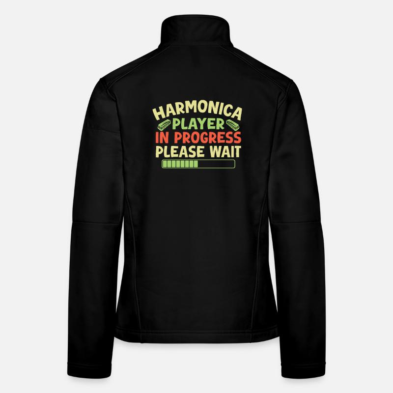 Funny Harmonica Player In Progress Harmonica Women's Softshell Jacket