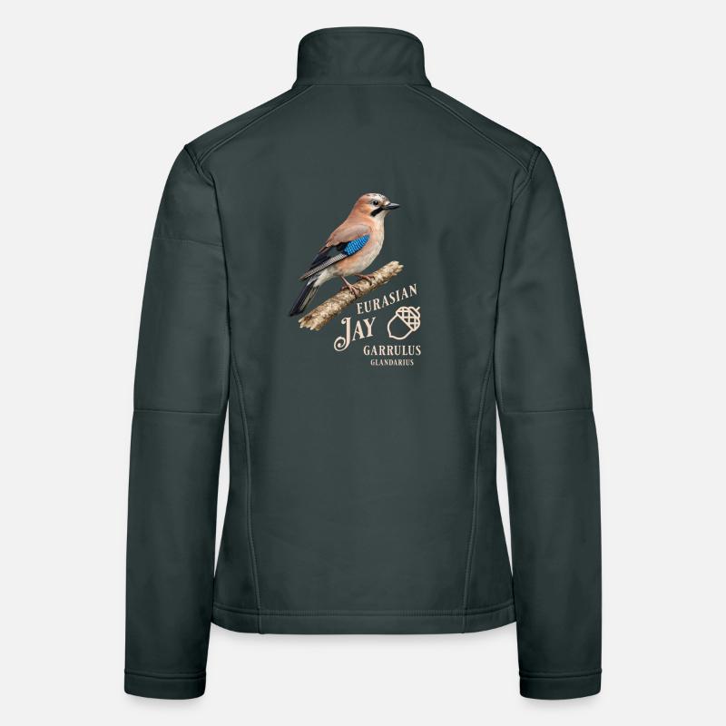 Geai d’Eurasie Jay Jay, Conception d’oiseaux Veste en tissu softshell Femme