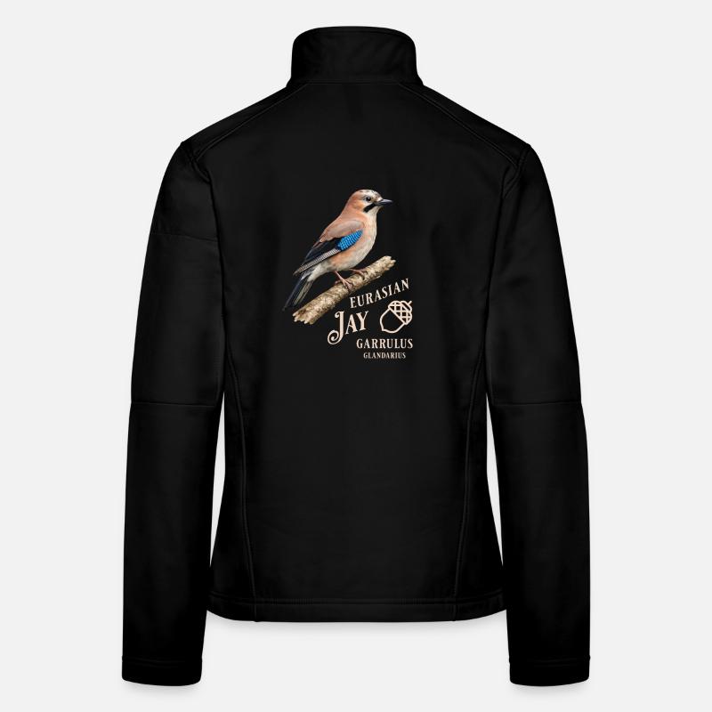 Geai d’Eurasie Jay Jay, Conception d’oiseaux Veste en tissu softshell Femme