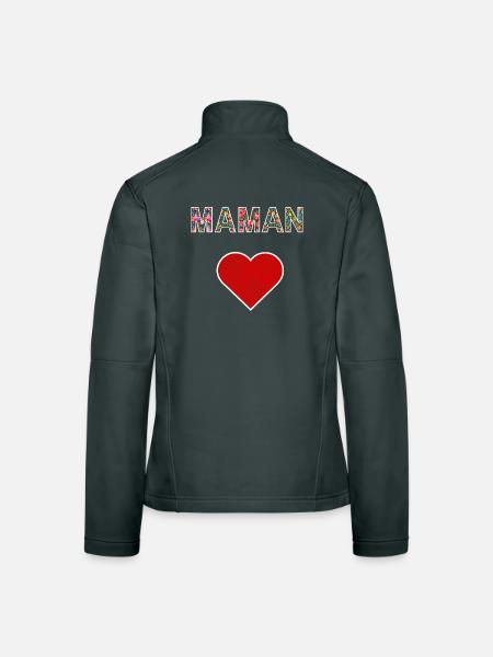 Maman Fleurie Cœur Cadeau Fête des Mères - Veste en tissu softshell Femme - noir - Dos