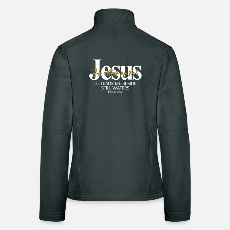Jésus mène au bord des eaux calmes Veste en tissu softshell Femme