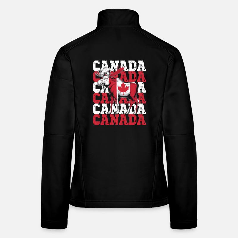 Canadian Moose with Maple Leaf Flag Women's Softshell Jacket