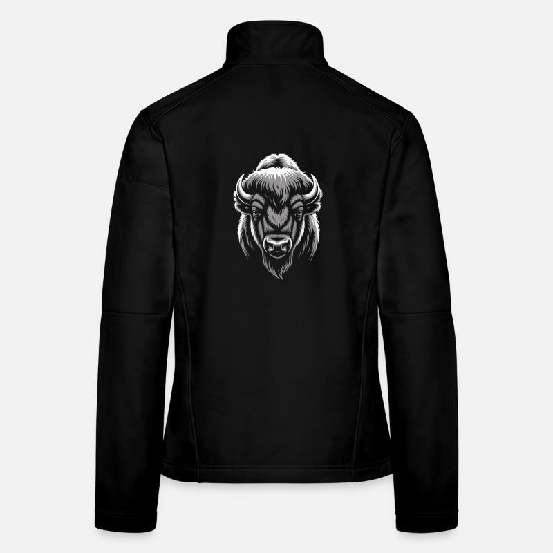 Grauer Bison Kopf Frauen Softshelljacke