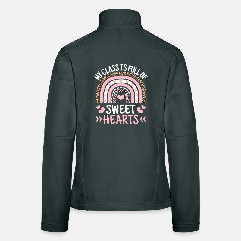 Sweet Hearts Rainbow Leopard Class Women's Softshell Jacket