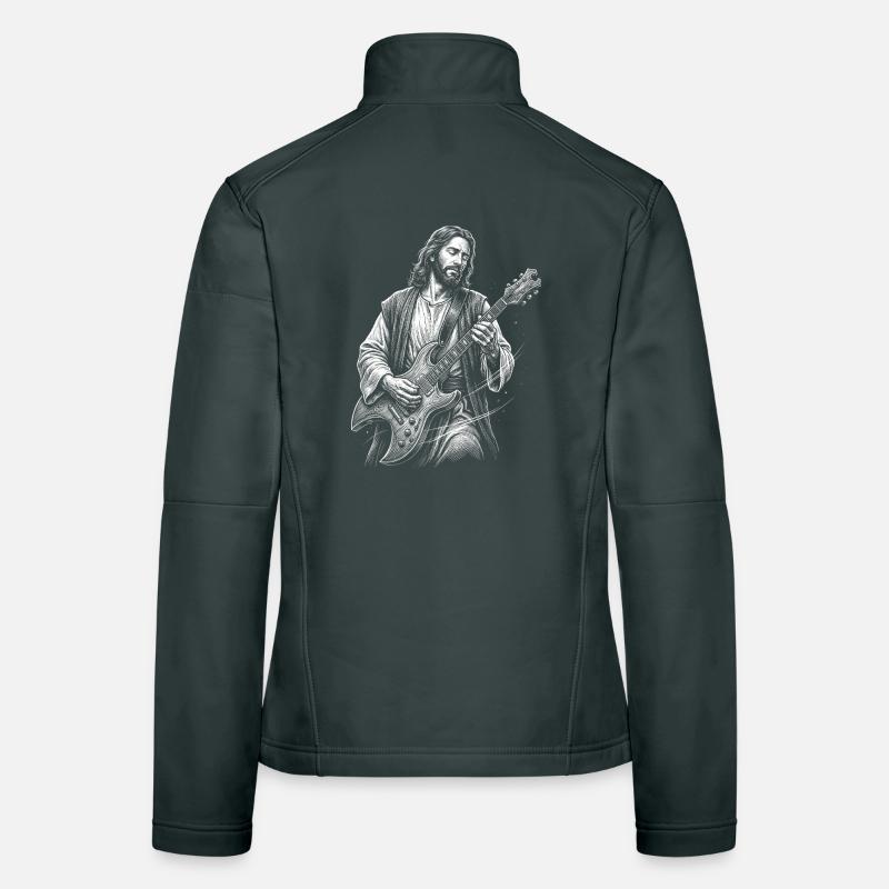 Jesus Christ plays guitar Women's Softshell Jacket
