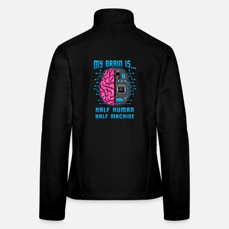 Half Human Half Machine Brain AI Graphic Frauen Softshelljacke