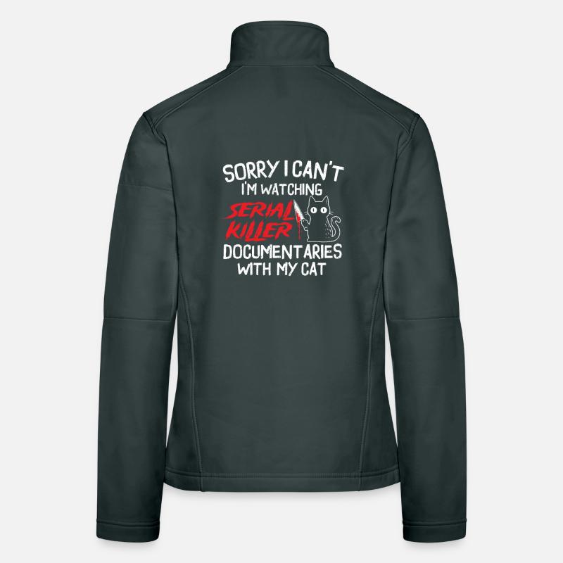 Watching Serial Killer Docs With Cat Women's Softshell Jacket