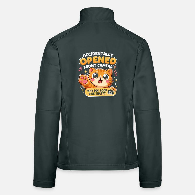 Chat caméra frontale ouvert accidentellement Veste en tissu softshell Femme