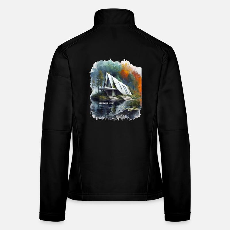 ABANDONED LUXURY - Modern A-Frame Ruins Sketch Women's Softshell Jacket